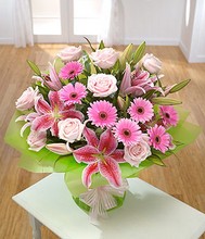 Lavish Lily, Rose & Gerbera Handtied